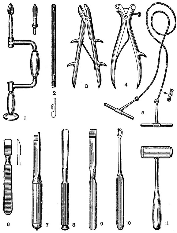 інструменти для операцій на черепі